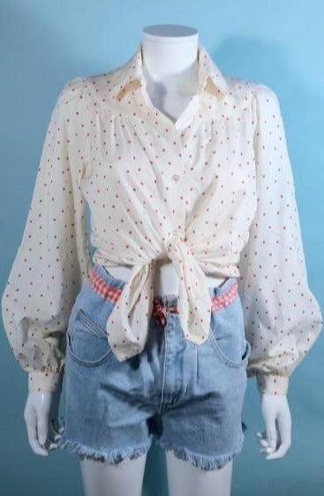 70s cherry  print blouse