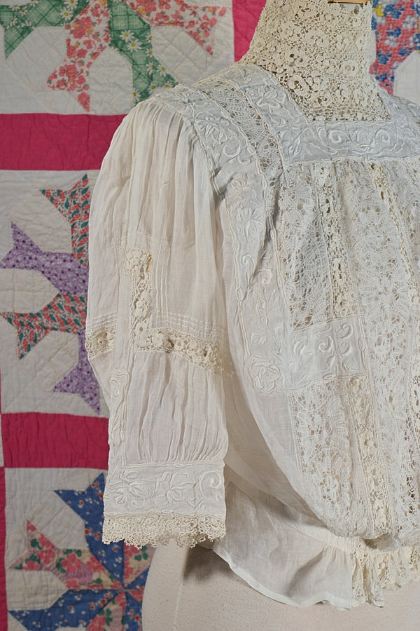 detail antique lace blouse