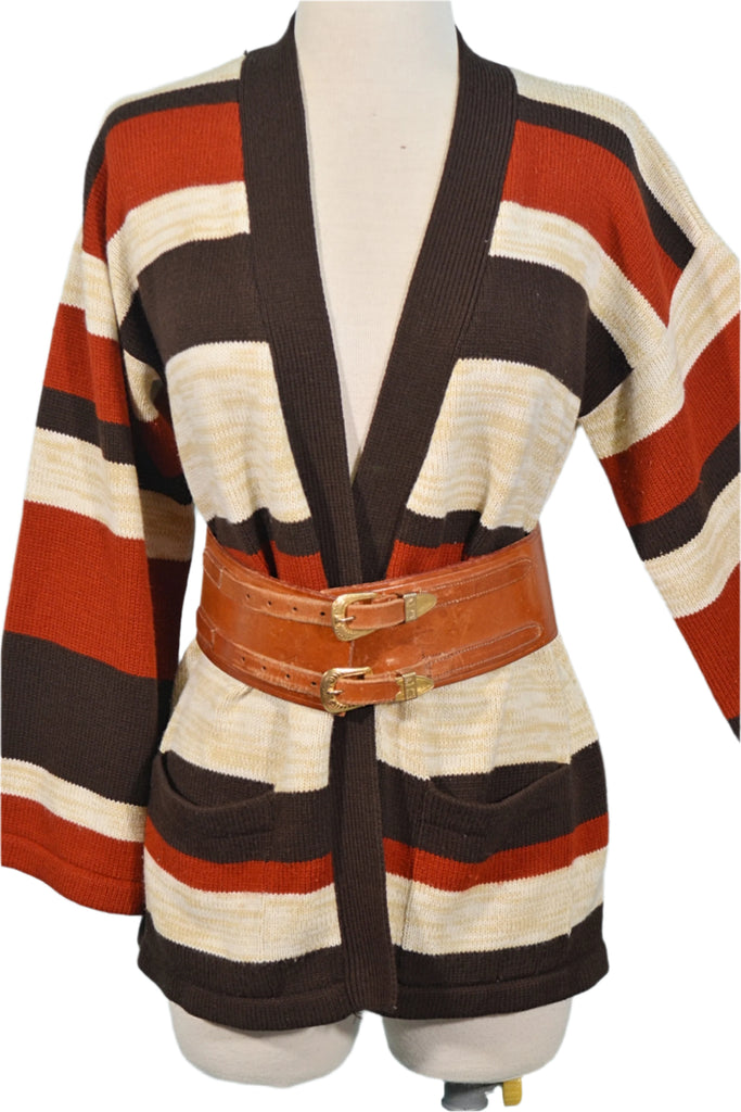 add a belt 70s cardigan