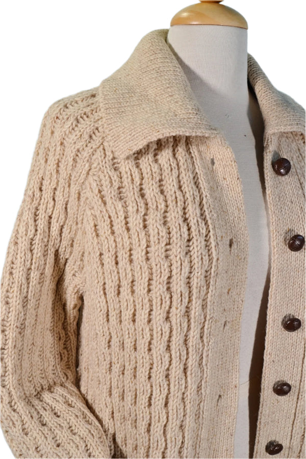 oatmeal color handknit 60s sweater