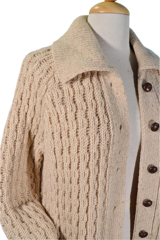 oatmeal color handknit 60s sweater