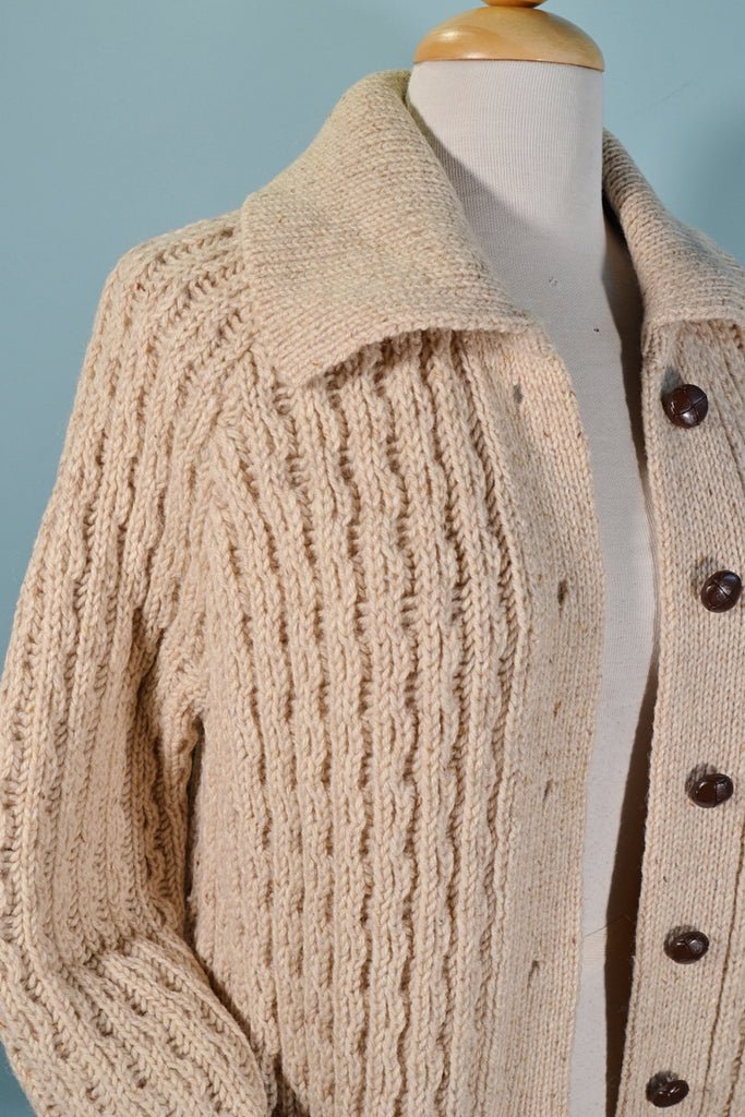 oatmeal color handknit 60s sweater