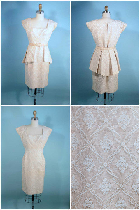 Vintage 50s dress, removable peplum