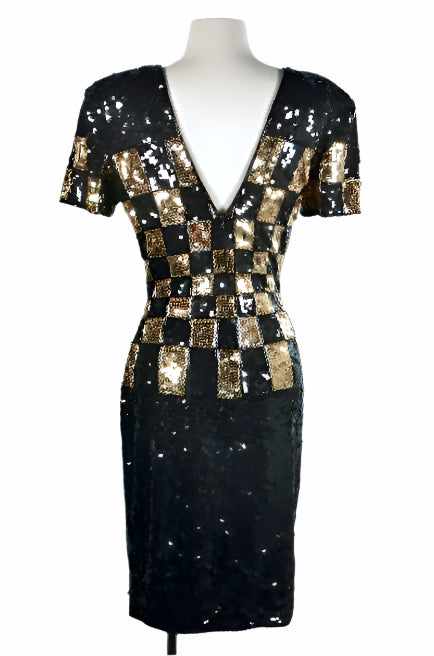 Black Gold Sequin Dress by Tadashi