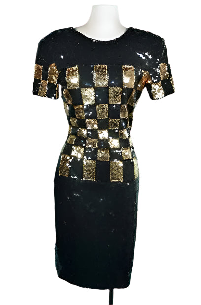 Vintage Black Gold Sparkle Dress