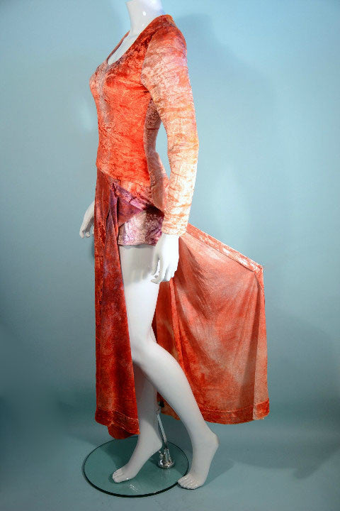 60s 70s velvet tie dye maxi dress